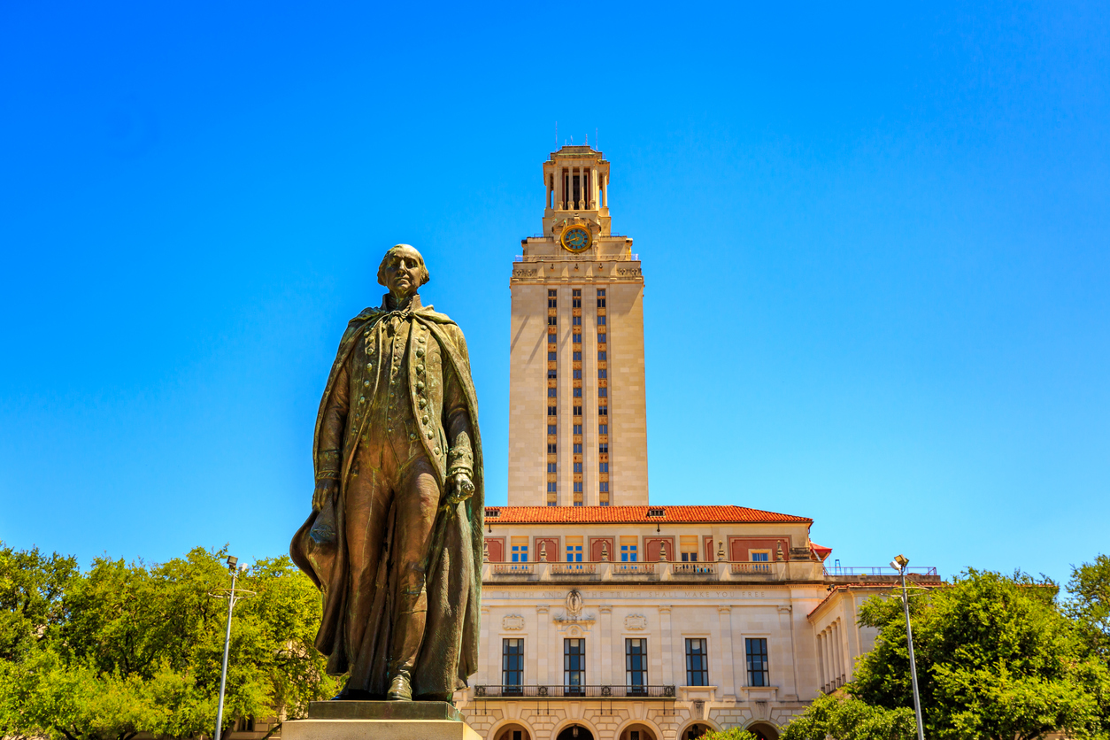 The Main Building (known colloquially as The Tower), a structure at the center of the University of Texas at Austin campus in Downtown Austin, Texas