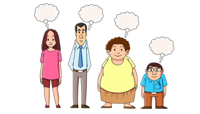 Men and women in different sizes and height