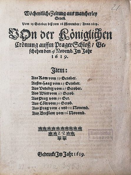 Wöchentliche Zeitung aus mancherley Orten