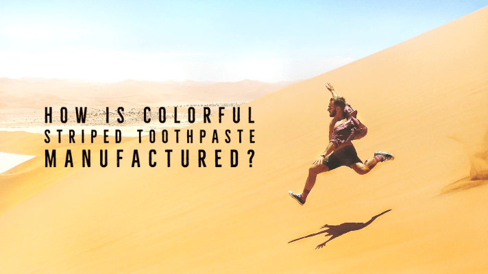How is colored striped toothpaste manufactured?