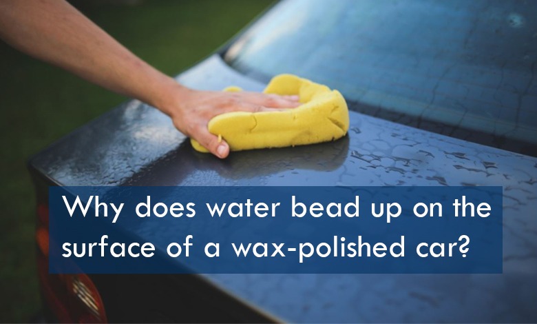 Why does water bead up on the surface of a wax-polished car