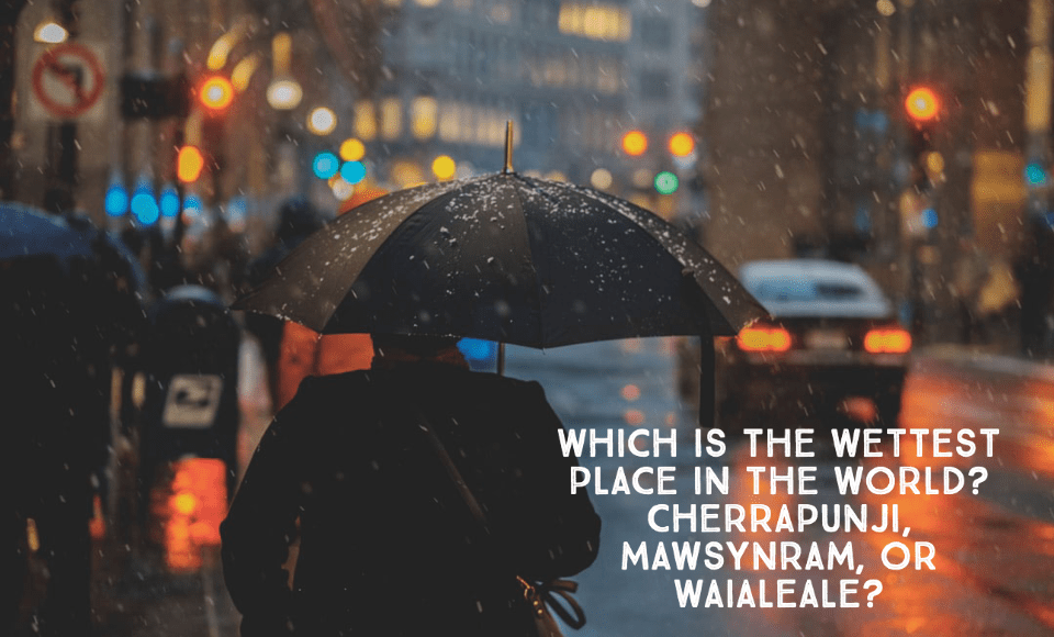 Which is the wettest place in the world Cherrapunji, Mawsynram, or Waialeale
