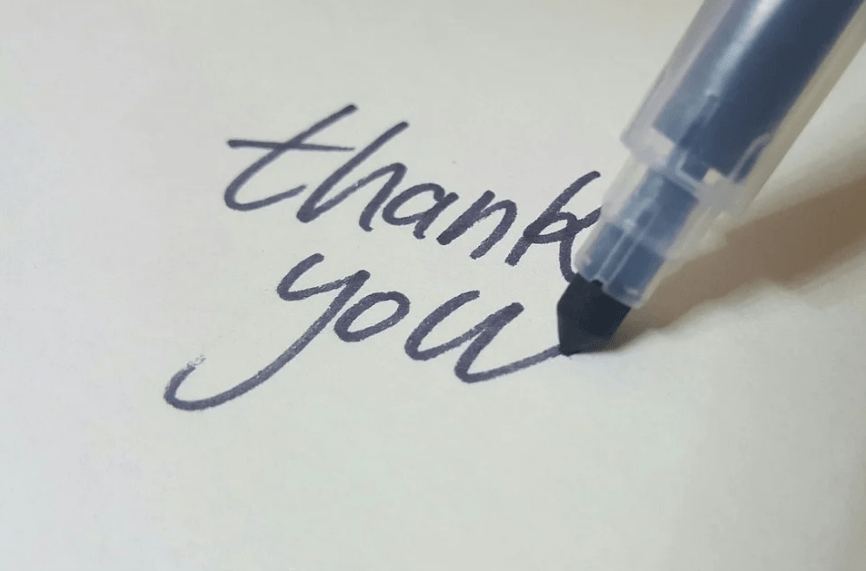calligraphy of the words ‘thank you’