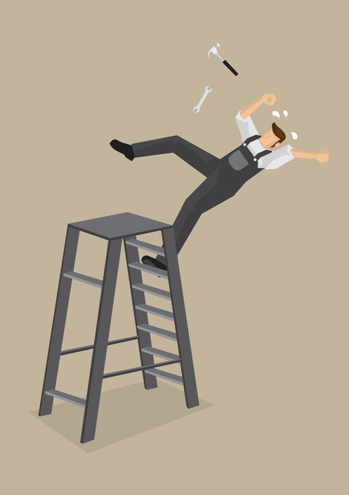 Worker Falling from Ladder Vector Illustration